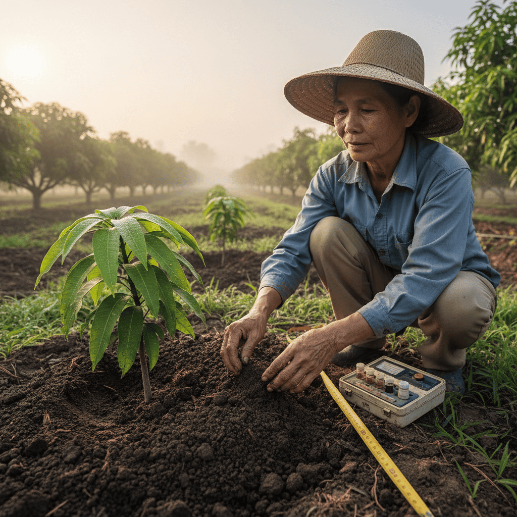 1. Vì sao đất và khoảng cách lại quan trọng cho cây xoài?